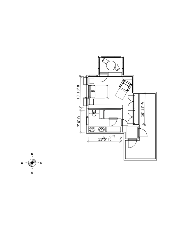 Upstairs floor plan of 853 Euclid Ave: master bedroom, master bath, screened porch, treetop nook.